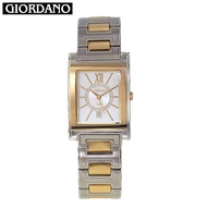 Giordano Silver Gold Curvex Rectangle Men's Vintage Slim Quartz Watch (All-Stainless Steel) G3240