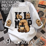 24H SHIP N9THNOVA fashion brand printed T-shirt N9THNOVA letters cartoon bear hand-painted pattern