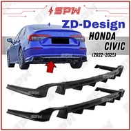 Honda Civic FE (2022-2025) ZD-Style Rear Bumper Lip Rear Skirt Diffuser Skirting Rear Lip Lips ABS P