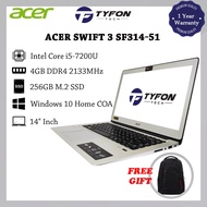 Acer Swift 3 SF314-51 i5-7200U 4GB DDR4 RAM 256GB M.2 SSD Win 10 Home Laptop (Refurbished)