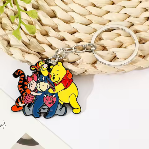 Disney Cartoon Keychain Set Cute Pooh Bear Tigger Eeyore Piglet Backpack Pendant Gifts for Friends