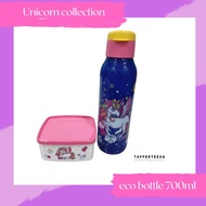 Tupperware botol air dan bekas makanan unicorn collection set botol air unicorn eco bottle 750ml  snack box 400ml