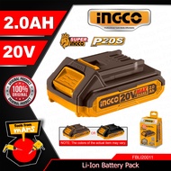 Ingco 20V Lithium-ion Battery Pack 2.0Ah Rechargeable Power Tools Battery for Cordless Tool FBLI2001