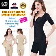 Korset Berlengan Girdle Slimming Full Body Corset Body Shapewear Korset Pantang (Bottom Open)