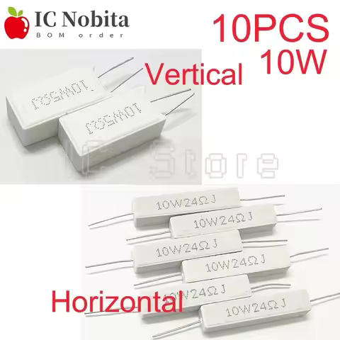 10PCS 10W Cement Ceramic Resistor Power Resistance 5% 0.1 ~ 100K 0.1R 10R 50R 0.25 0.33 0.5 1 2 5 8 