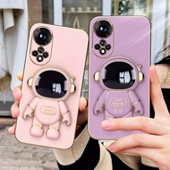 Oppo A16K A57 A76 A96 A74 A95 Realme C30 Astronaut Folding Stand Phone Case Luxury Soft Casing Shock