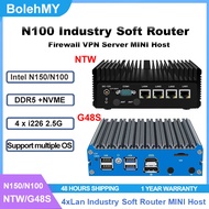 Intel Alder Lake N100 NTW/N150 G48S 4x2.5G RJ45 Lan DDR5 Multiple Systems Industrial Firewall Soft R