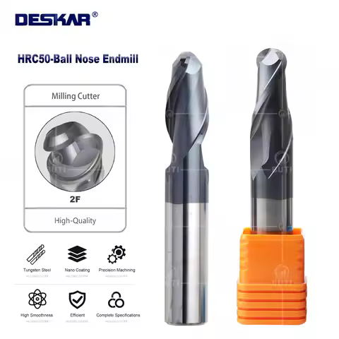 DESKAR 100% Original R4x8x20x100 R5x10x25x100 R6x12x24x100 R8x16x35x100 R10 Ball Nose End Mills HRC5