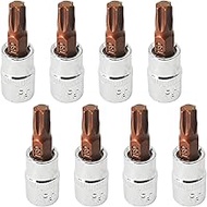 AUXBC 8PCS 1/4" Drive T30 Torx Bit Socket Set, S2 Steel Bits, CR-V Steel Sockets for Use with Ratche