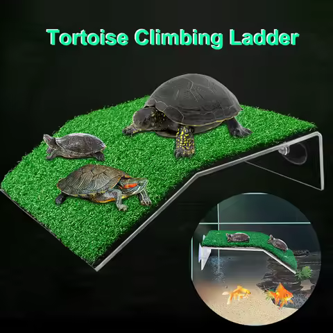 Turtle Basking Platform Turtle Habitat Simulation Lawn Ramp Turtle Dock Floating Island for Reptile 