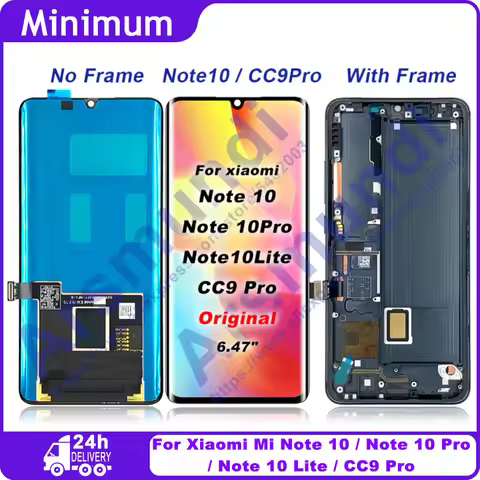 6.47" Original AMOLED For Xiaomi CC9 Pro LCD Display Touch Screen With Frame For Xiaomi Mi Note 10 /