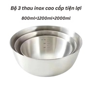 (COMBO 3 CHẬU) Thau inox Chậu Inox 304 - Âu Inox 304 Hàng Cao Cấp Nhập Khẩu Trực Tiếp Dày Dặn Đẹp..