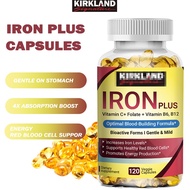 Iron Supplement with Vitamin C, B6, Folate & B12 Non-Constipating, Stomach 24month Expiration