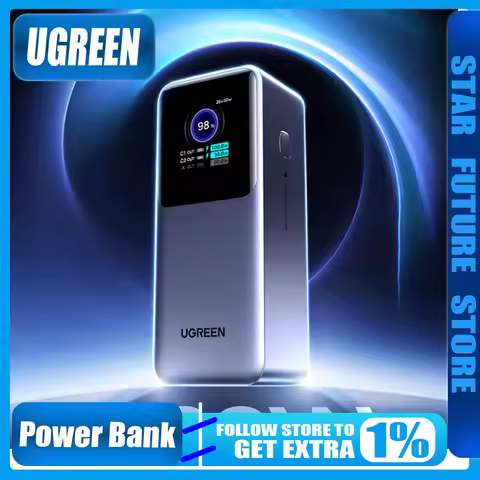 UGREEN 20000mAh Power Bank 165/100W Fast Charging Built-in 65CM Cable Portable External Battery for 
