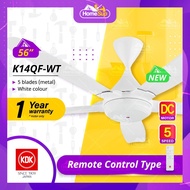 KDK Ceiling Fan K14QF-WT (56 Inch) Remote Control Type with DC Motor (Energy Saving) - White, 5 Speed, 5 Metal Blade, DC5 Series K14QF