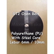 GT2 Timing Belt Open Loop PU Polyurethane Steel Core Width 6mm 10mm Pitch 2mm 2GT Black Per Meter