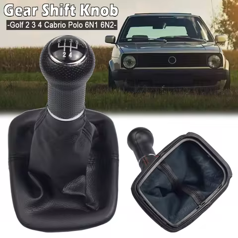 New 5 Speed Car Gear Stick Shift Knob With Leather Boot For VW Golf 2 3 4 Cabrio Polo 6N Passat 35i 