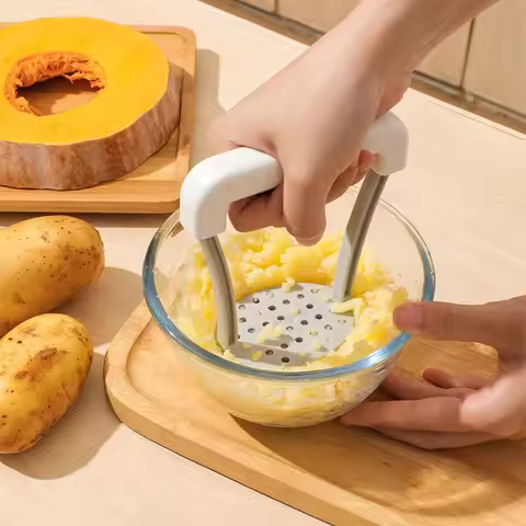 Manual Potato Masher Fruit Vegetable Mud Presser Baby Food Maker for Sweet Potato Purple Potato