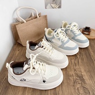 FY-238 Niche Panda Design Sneakers Women Casual White Shoes Thick-Soled Sports Bread Shoes 2025 Leat
