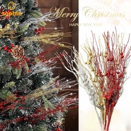 Sparkly Christmas Artificial Glitter Berry Stems- Glittery Gold/Red/Silver Holly Twigs Branches- Ver