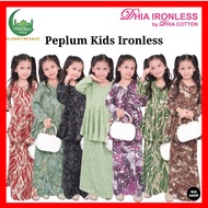 Raya 2024 Dhia Cotton Ironless Peplum Kids Saiz 2 - 12 Baju Kurung Budak Tanpa Gosok Sedondon Ibu Dan Anak 030324