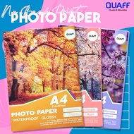 QUAFF No Back Print Glossy Paper Inkjet A4 Size 115gsm 135gsm 150gsm 100 Sheets Pack A4 Paper