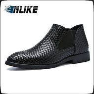 Braided men's leather boots shoes men's boots martin boots chelsea boots Leather Breathable Ankle Bo