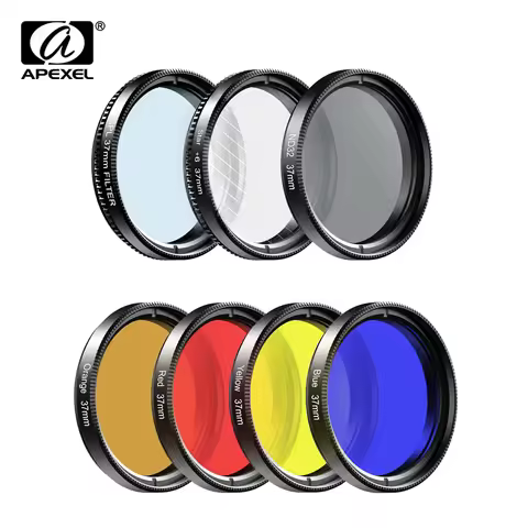 APEXEL7 in 1 phone lens kit 0.45x wide +37mm UV Full Blue Red Color Filter+CPL ND32+Star Filter for