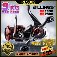 【RLS002 BILLINGS】Double Metal Handle Mesin Spinning Reel BILLINGS  High Quality Mesin Pancing 5+1BB 