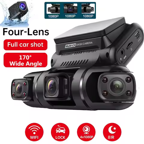 4Ch Dash Cam 4*1080P For Cars 3Ch 1080P+2*1080P Auto Video Recorder WiFi GPS 8 Infrared Lights Van T