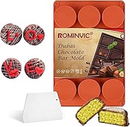 ROMINVIC Chocolate Molds,Dubai Chocolate Mold and Scraper for Stuffed Bar,Deep Round Fix Chocolate C