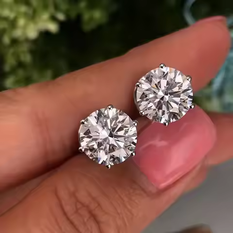 2ct 8mm Moissanite Earrings for Women Lab Grown Diamond Ear Studs 925 Sterling Silver Fine Jewelry G