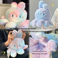 Boleh diterbalikkan Rainbow Octopus arnab Doll Plush Toy Gradient Octopus Doll Double-Sided Doll ban