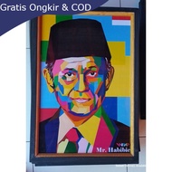 Modern poster bj Habibie plus frame size 53, 35