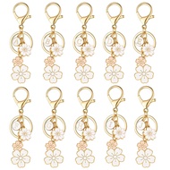 White Flower Initial 26 Letters Keychain for Women Fashion Accessory DIY Charm Rantai Kunci Huruf 26