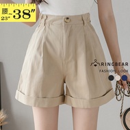 Three-Dimensional Tailoring Back Elastic Waist Zipper Trousers Folded Shorts (Black.blue.khaki M-3L)