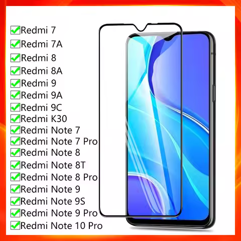 9D Protection Glass For Xiaomi Redmi 7 7A 8 8A 9 9A 9C K30 Tempered Screen Protector Redmi Note 7 8 