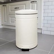 Global House ICLEAN ถังขยะเหล็กเคลือบขาเหยียบทรงกลม 12 ลิตร RETRO-AB006 ขนาด 30x25x42.5 cm. สีครีม ร