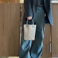 ✨Goyard｜週年全球限定Poitiers mini tote 灰粉色老花肩帶款｜98新