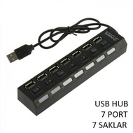 Usb Hub 2.0 7 Port Switch On Off Switch Led High Speed Support 500gb