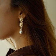 Dfdf Star Same Style 2023 New Style Series Baroque Pearl Earrings Female Light Luxury High-End Earri