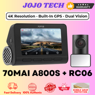 70mai Dash Cam A800S + Rear Cam Set RC06 Global Version | 4K Ultra HD Video | Built-in Wifi and GPS 