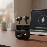 Compact Black Wireless Bluetooth Headphones - HIFI Earphones with EQ, Waterproof, Transparent Mode, 