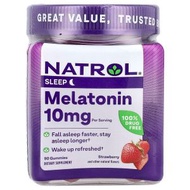 NATROL - 含褪黑激素軟糖 90粒 10mg (每粒5mg,每次服用2粒) 士多啤梨味軟糖 [平行進口] 100%不含藥物成分 (新舊包裝出貨隨機)