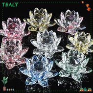 TEALY Lotus Flower Ornament, Paperweight Table Ornaments 60-140mm Crystal Lotus Flower Figurine,  Mu