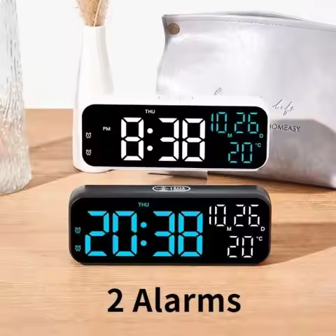 Brightness Adjustment LED Electronic Clock Voice Control Date Week Large Digital Clock Auto-Dimmer 2
