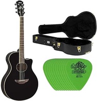 Yamaha APX600BL Thinline Acoustic-Electric Guitar (Black) Bundle with Case and Picks (3 Items)