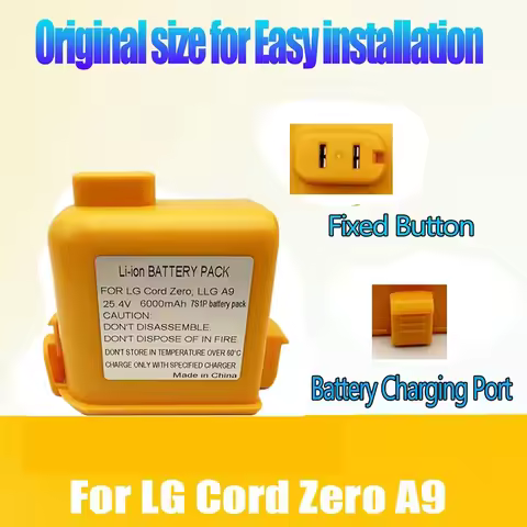6000mAh CordZero Battery for A9/P9/A9S Vacuum, KC Certified, Compatible with EAC63382201/04 LG CordZ
