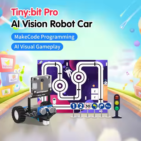 Yahboom Microbit Smart Robot Car AI Visual Recognition Line Tracking Ultrasonic Sensor IR Remote Con