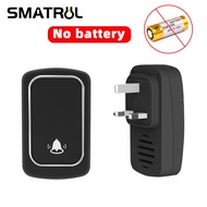 SMATRUL Self Powered Waterproof Wireless Doorbell Door bell No Battery Wireless Ring Bell UK Plug Self-powered Button Ch